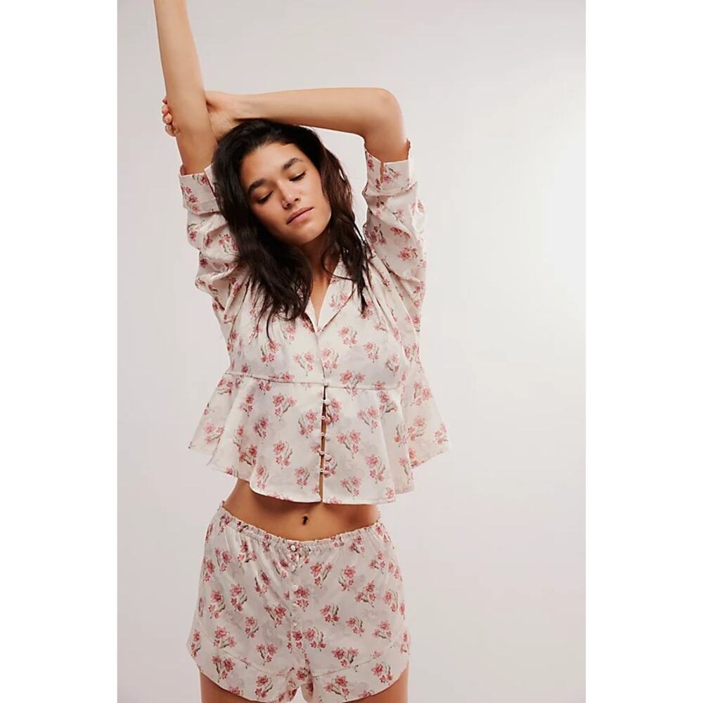 Free People X Intimately FP Beauty Sleep PJ Set in Ivory Large NWT